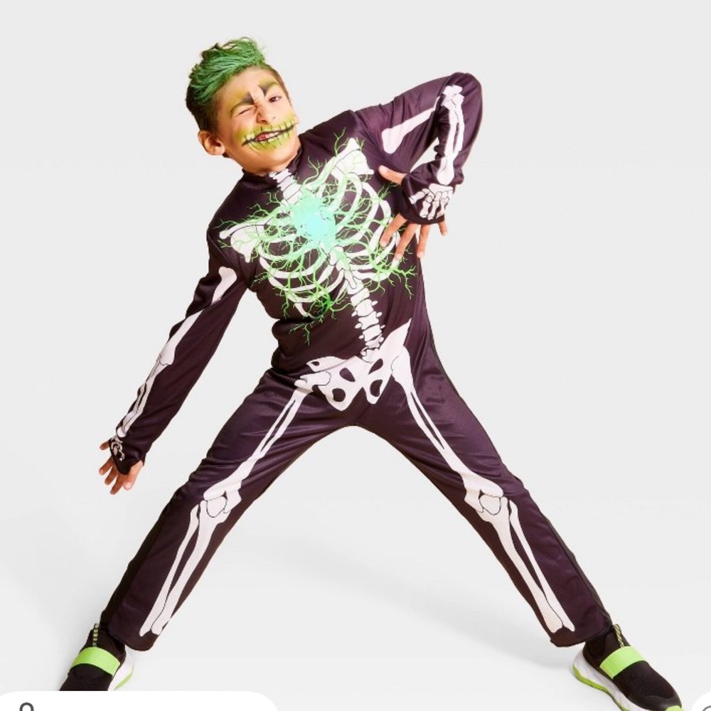 NWT Size Large Hyde and EEK! Kids Glow-in-the-Dark Electric Skeleton Costume